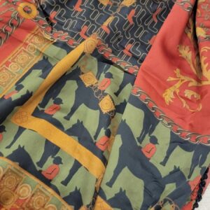 Crimson Olive Digital Silk Scarf