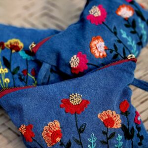 embroidered bloom pouch